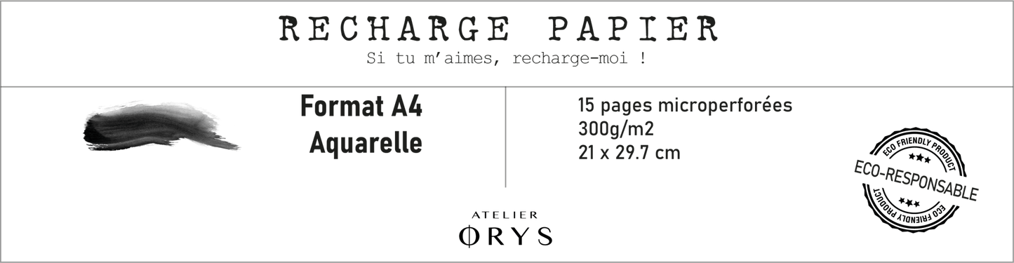 Recharge grand carnet - Aquarelle - Atelier ORYS