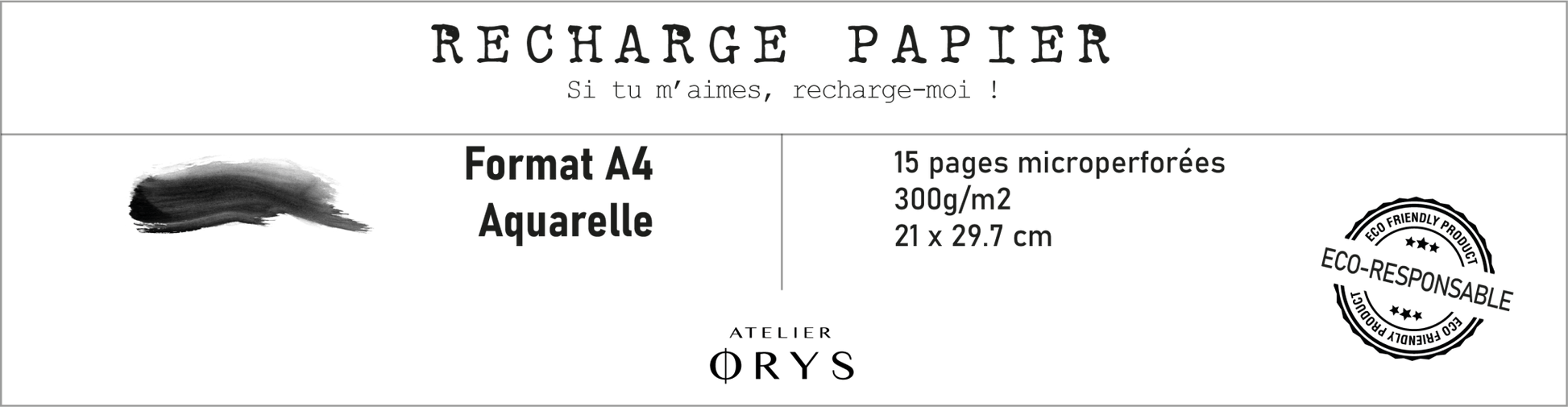 Recharge grand carnet - Aquarelle - Atelier ORYS