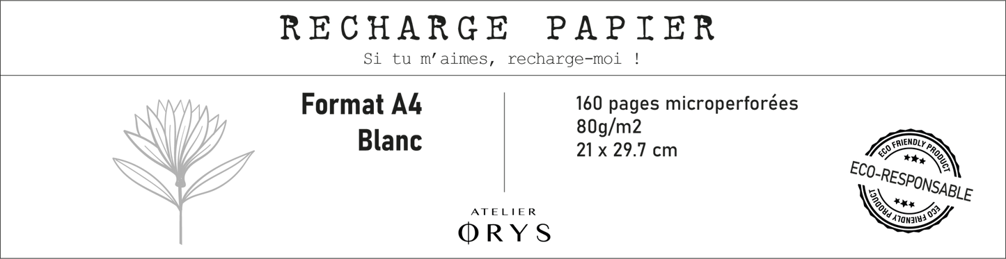 Recharge grand carnet - Blanc - Atelier ORYS