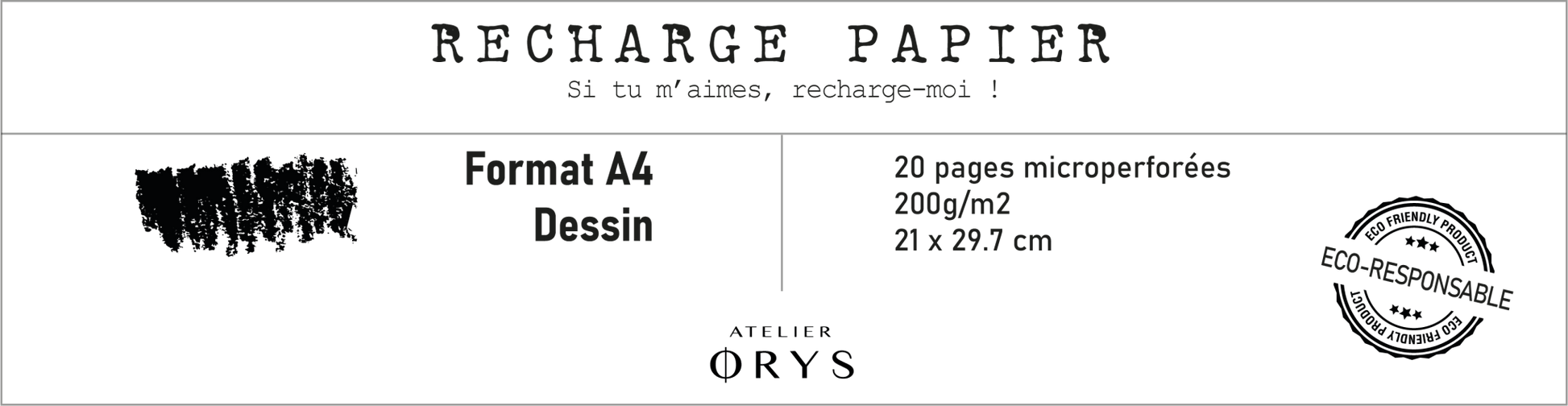 Recharge grand carnet - Dessin - Atelier ORYS
