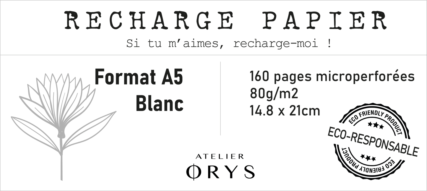 Recharge moyen carnet - Blanc - Atelier ORYS