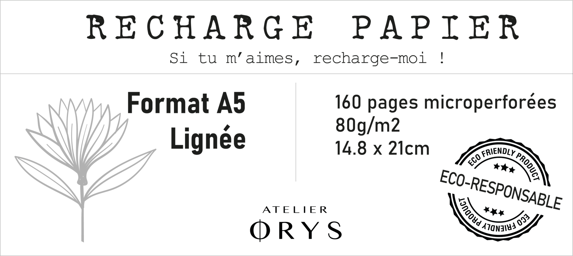 Recharge moyen carnet - Lignée - Atelier ORYS