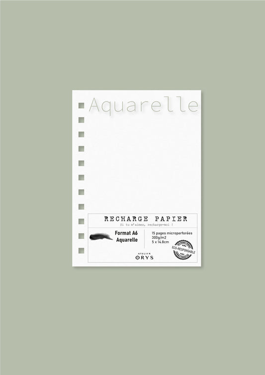 Recharge petit carnet - Papier aquarelle - Atelier ORYS
