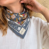 Petit foulard bandana - Olympe Bleu encre